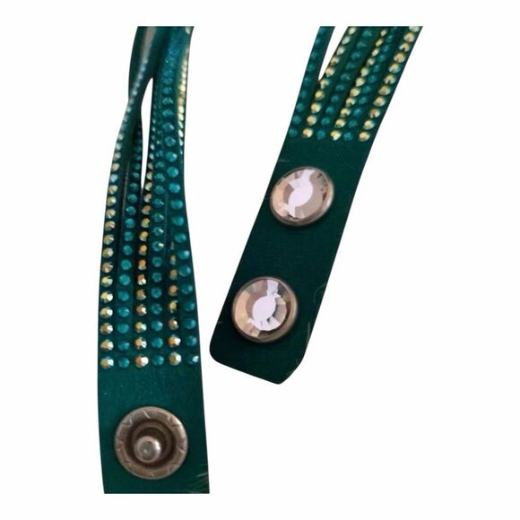 Swarovski Slake Wrap Bracelet Green with Clear & Blue Green Stones Adjustable Cr - Picture 3 of 4